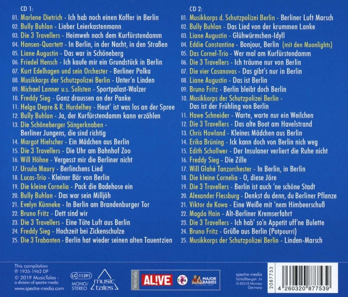 Eine CD-Hülle mit deutschem Text, die Lieder und Details zur Zusammenstellung auflistet.