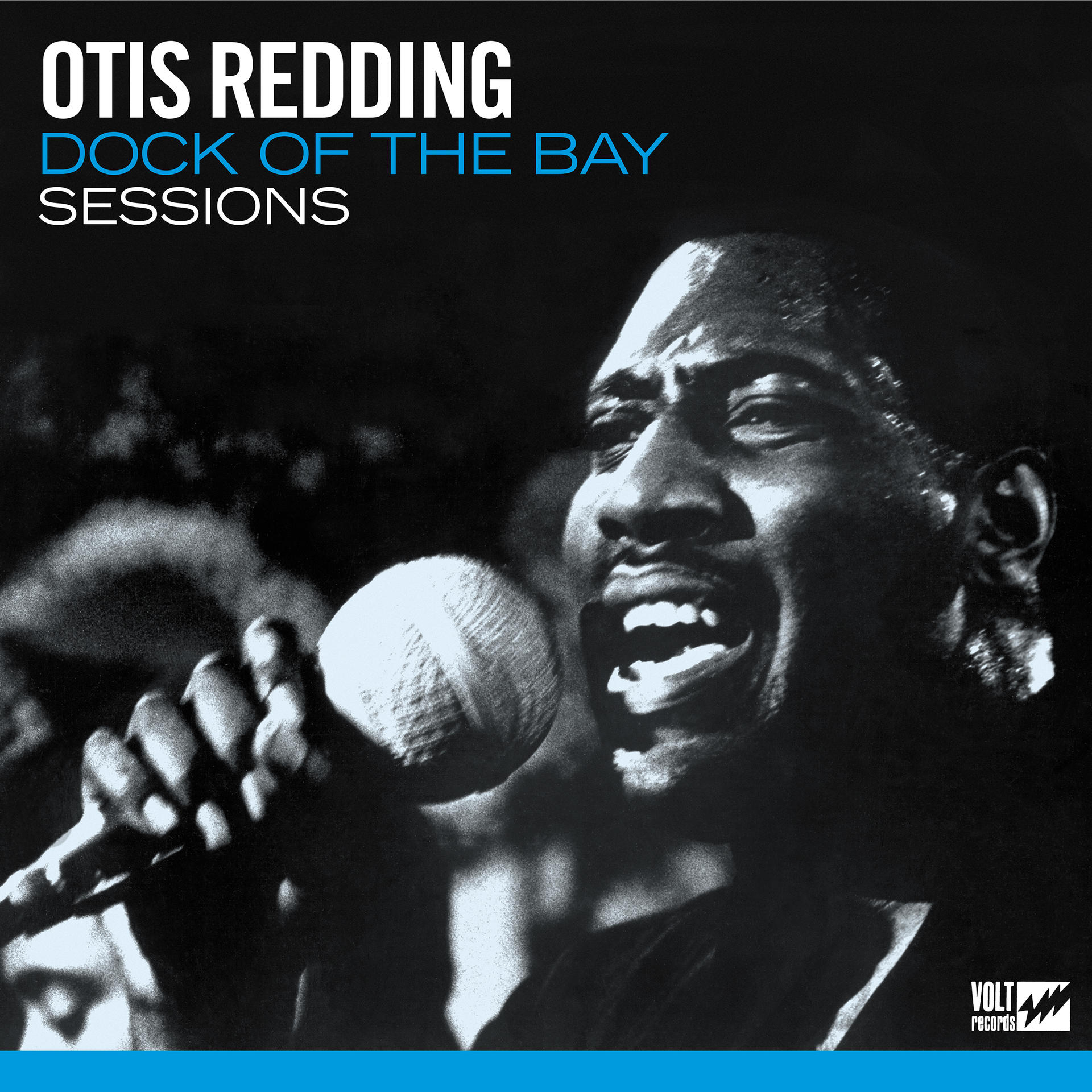 Otis Redding album borítója, fekete-fehér kép Otisról, amint mikrofonba énekel.