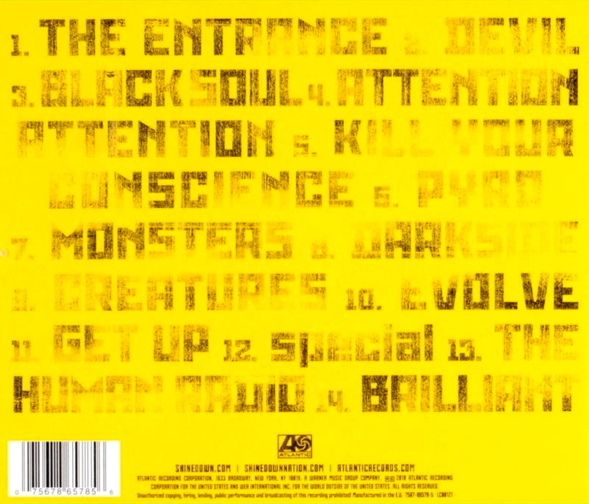 Ein gelbes CD-Cover mit Titeln in einer Liste. Der Text ist gelb.
