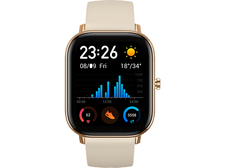 AMAZFIT A1914 Smartwatch Aluminium mm, + + 120 Desert Silikon, GTS Kunststoff 87 mm Gold