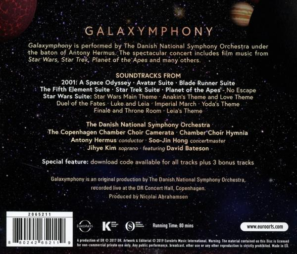 Die Rückseite eines Musikalbums. Es zeigt Text über das Konzert, die Titelliste und Credits auf dunklem Hintergrund.