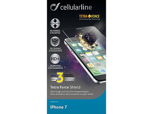 CELLULAR LINE TETRAGLASSIPH747 - vetro di protezione (Adatto per modello: Apple iPhone 7, iPhone 8)