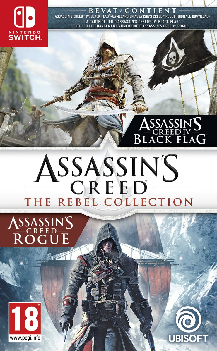 Een game case voor Assassin's Creed: The Rebel Collection voor de Nintendo Switch.