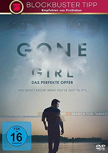 DVD-Cover für „Gone Girl“, ein Mann geht weg, mit Text und einem Rating-Logo.