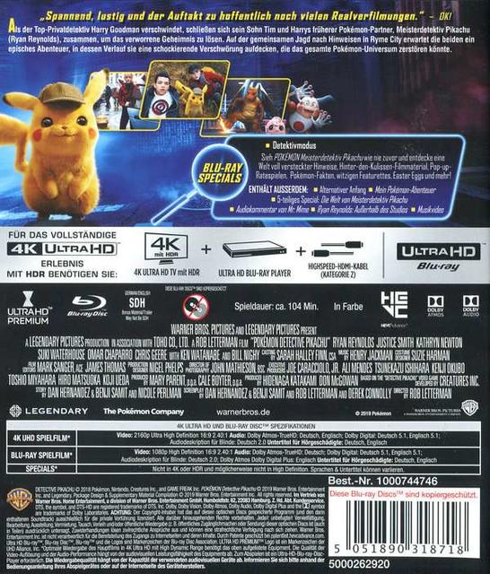 Pokémon Meisterdetektiv Pikachu 4K Ultra HD Blu-ray + Blu-ray