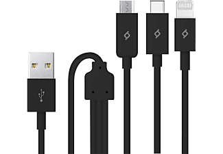 TTEC 2DK7521S Trio Type-C, Lightning, Micro USB Şarj Kablosu Siyah