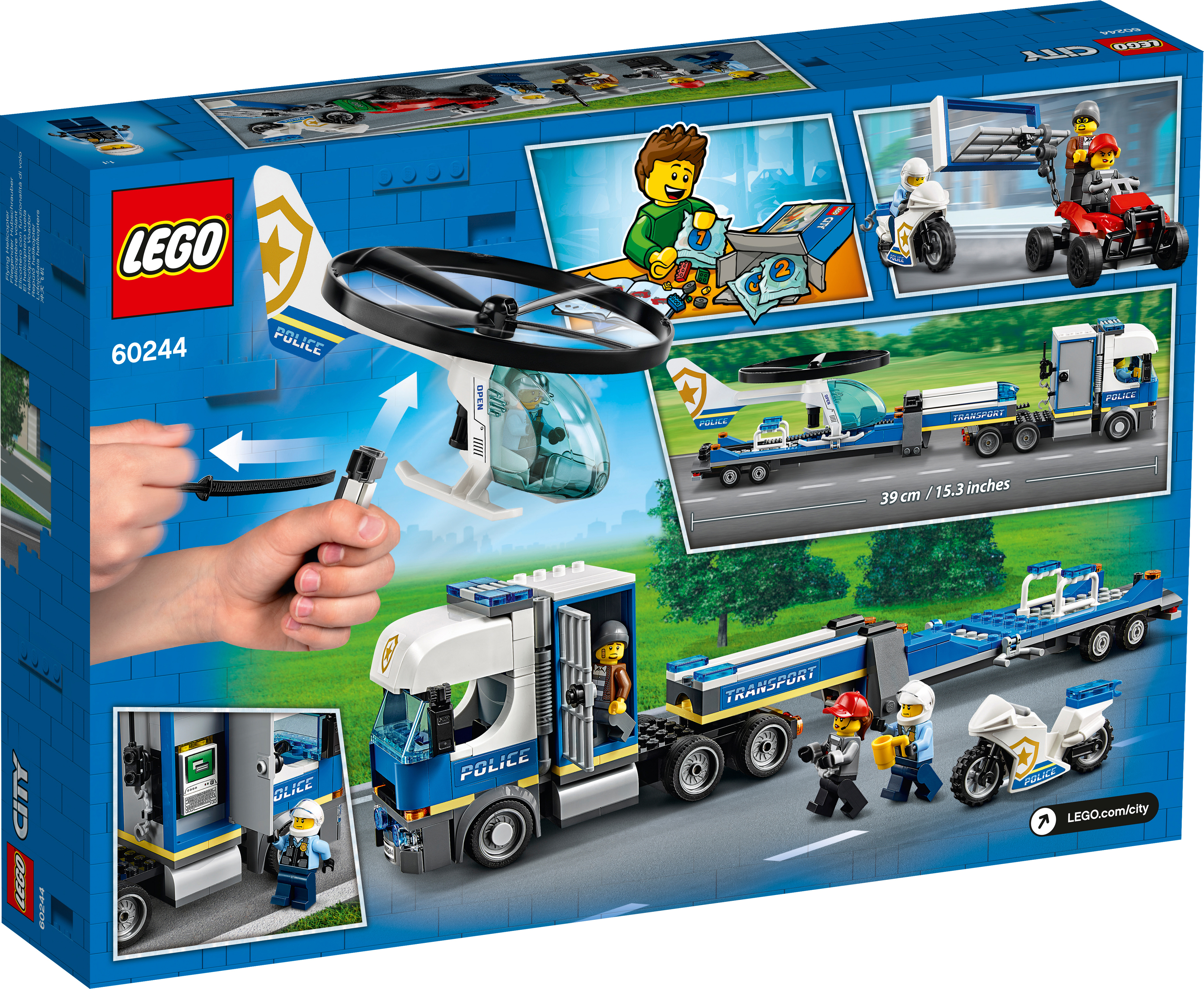 LEGO 60244 Polizeihubschrauber-Transport Bausatz, Mehrfarbig