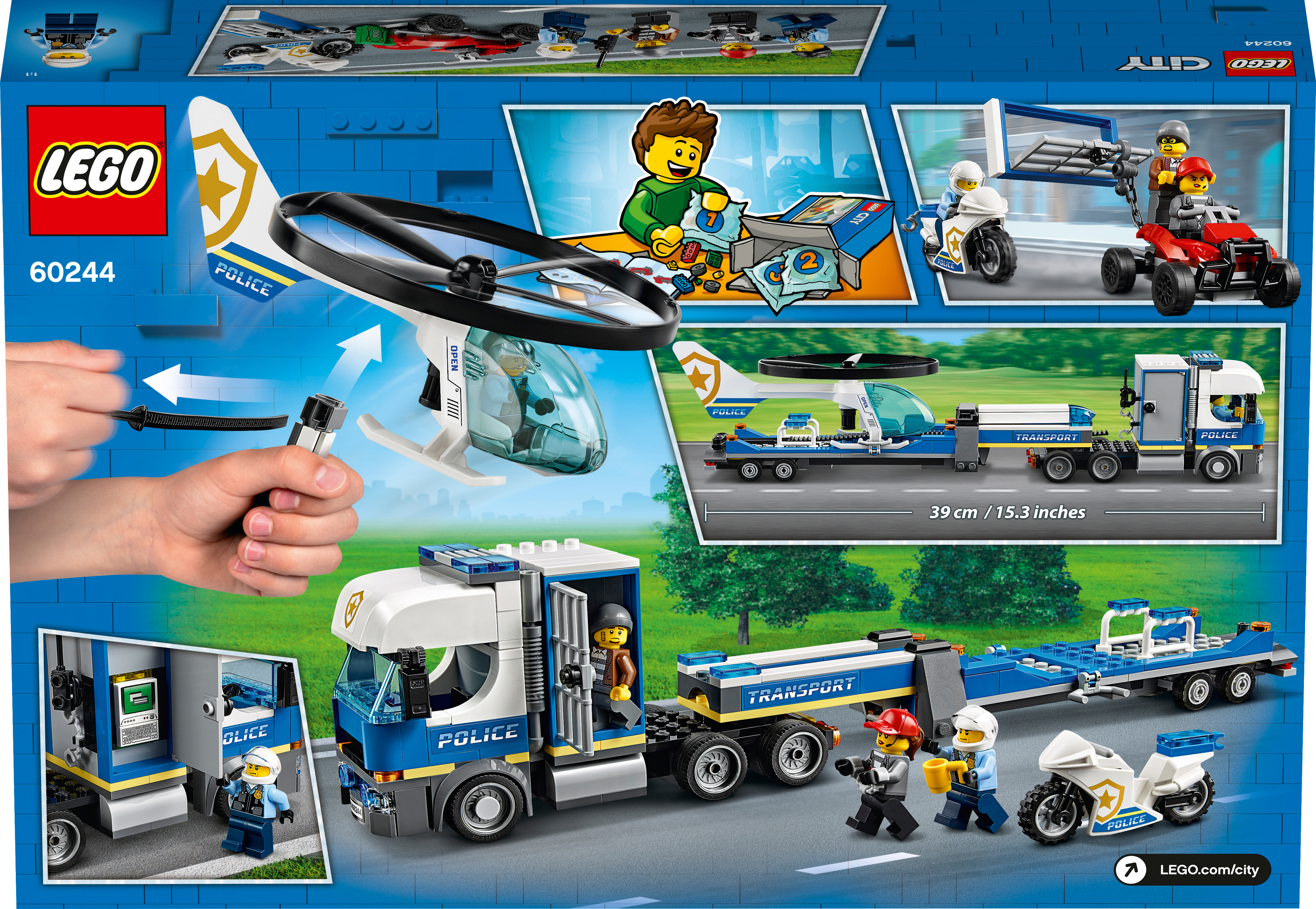 LEGO 60244 Polizeihubschrauber-Transport Bausatz, Mehrfarbig