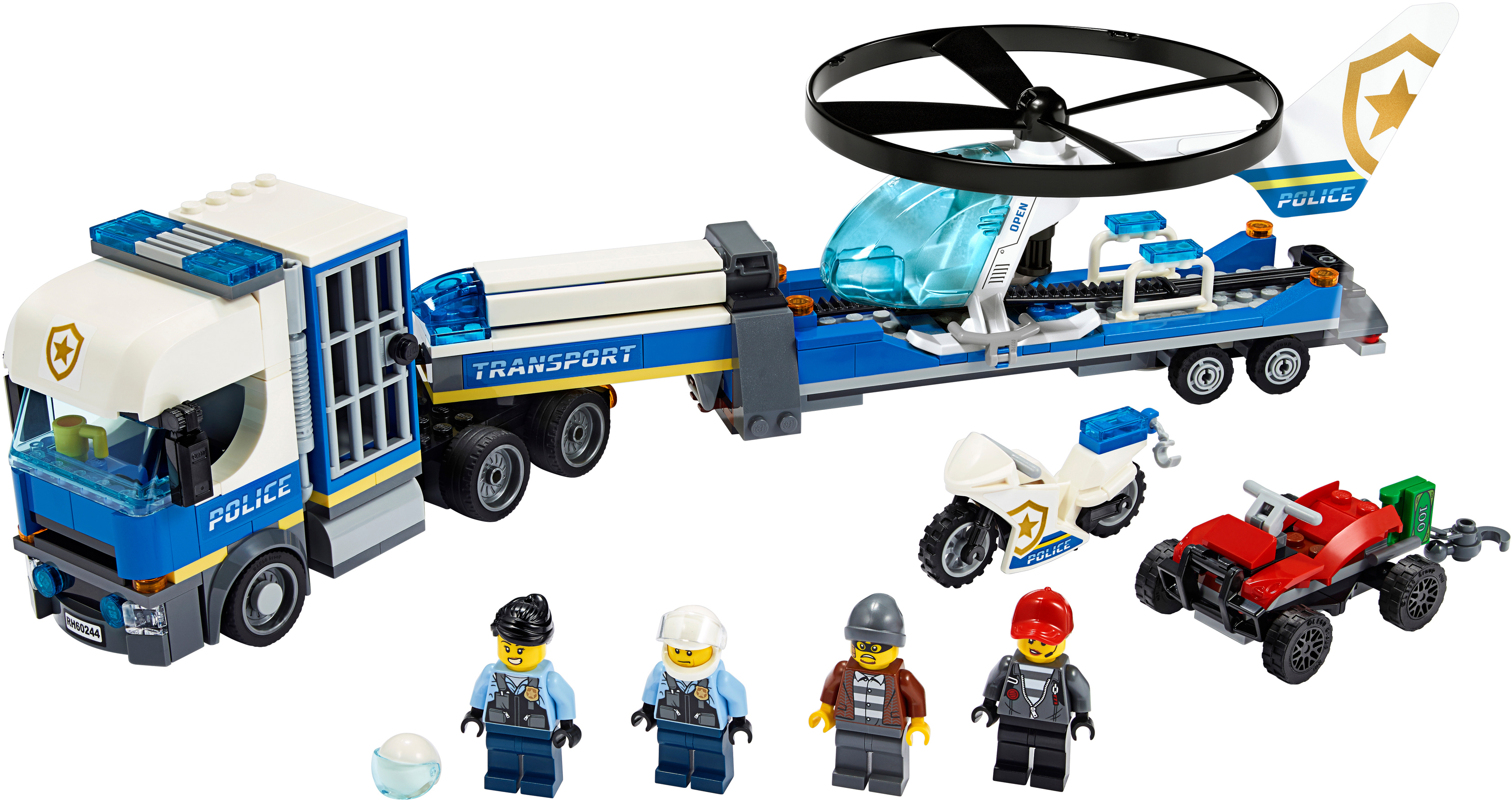 LEGO 60244 Polizeihubschrauber-Transport Bausatz, Mehrfarbig