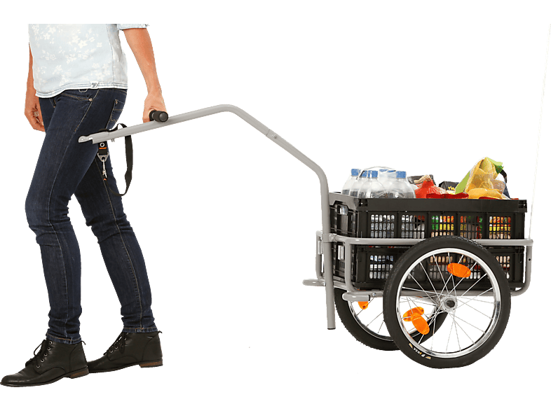 FISCHER 86389 Profi Plus III, Fahrradanhänger, 49 l 49-Liter-Klappbox, Silber