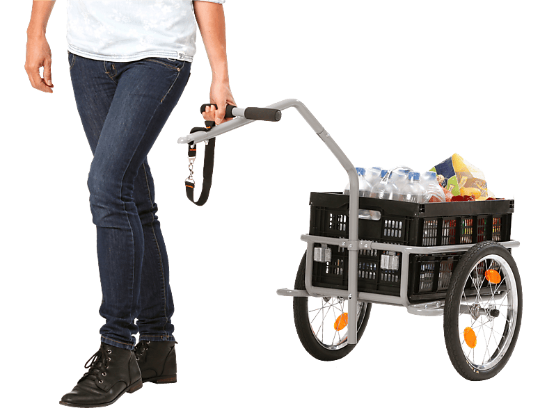 FISCHER 86389 Profi Plus III, Fahrradanhänger, 49 l 49-Liter-Klappbox, Silber