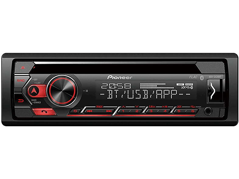 Autorradio - Pioneer DEH-S420BT, 4 x 50 W, Bluetooth, CD, USB, Aux, Negro