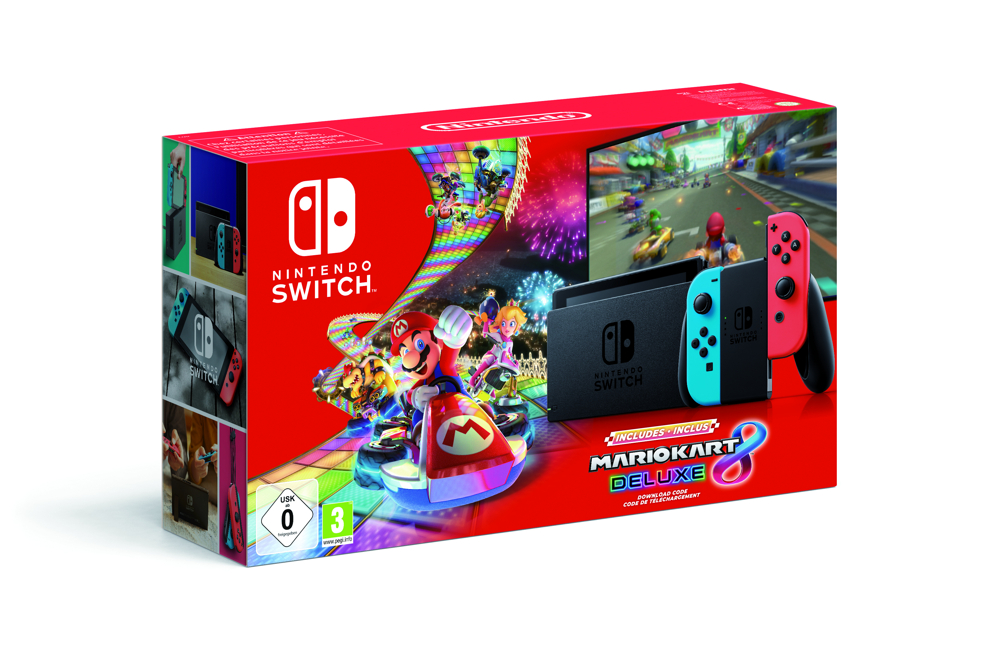 Consola - Nintendo Switch (Modelo 2019), 6.2", Joy-Con + Mario Kart 8 (Código de descarga) (Ed. Limitada)