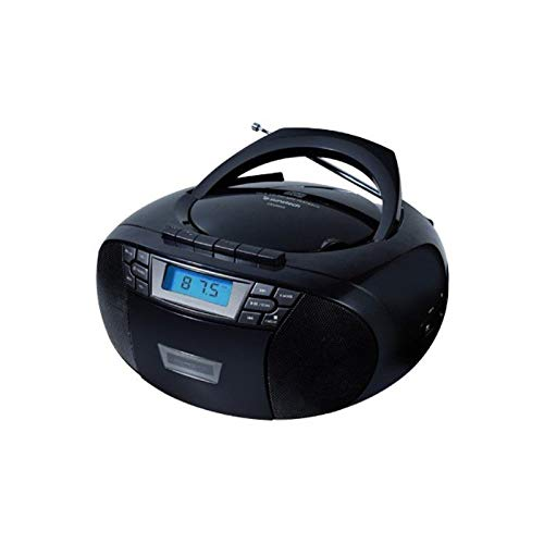 Radio CD - Sunstech CXUM-53 BK, Música en MP3/Cassette/CD/USB, Radio FM, Hasta 30 presintonías, Negro