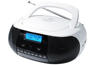Radio CD - Sunstech CRUMS-400 WT, Reproduce CD/CDR/RW/MP3 y formatos MP3/WM, 2 W, 1 USB, Blanco y negro