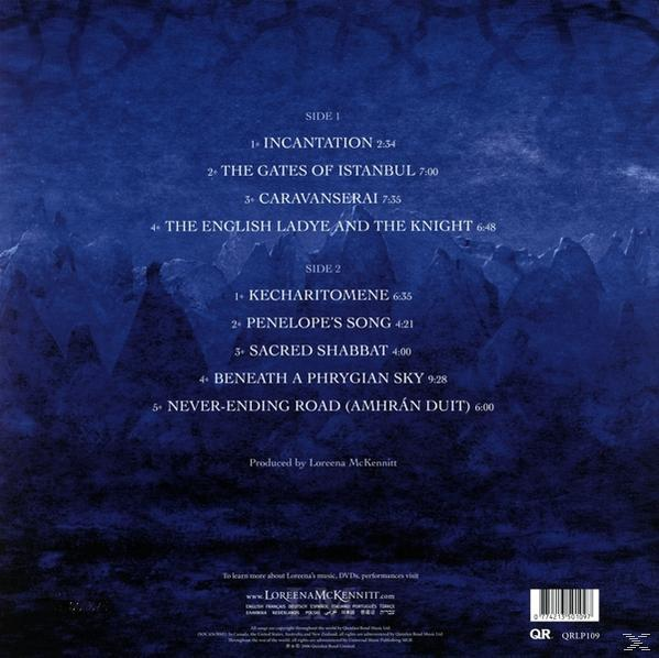 Egy zenei album hátlapja a számlistával kék színben.