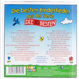 CD-Cover mit Kinderliedern, Illustrationen und Songtiteln.