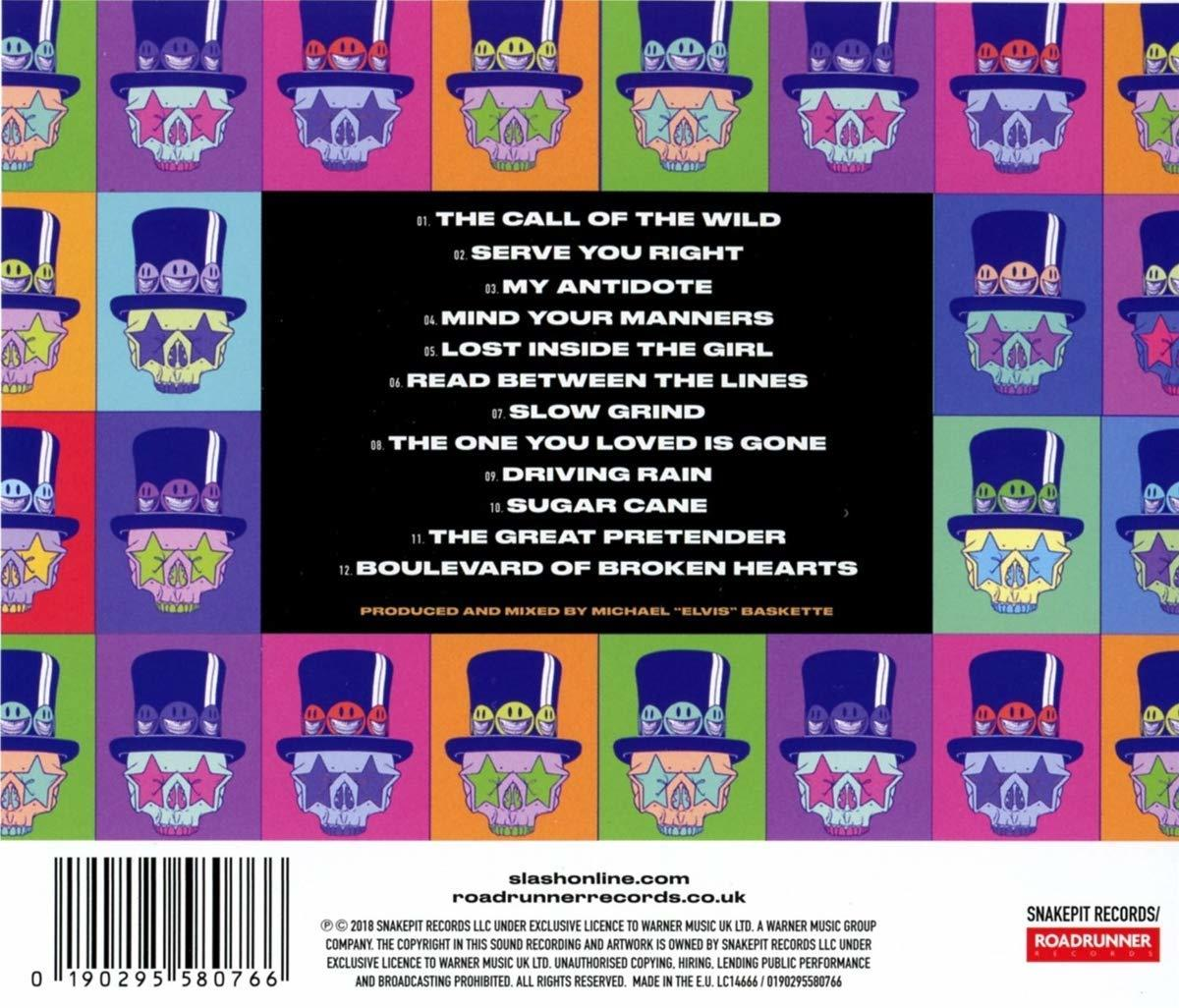 Albumcover mit bunten Totenköpfen mit Hüten. Text listet Songtitel und Credits unten auf.