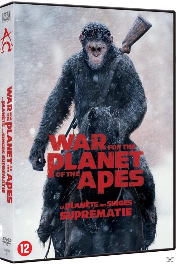 DVD-hoes: Een aap die op een aap rijdt op een besneeuwde achtergrond. Tekst en logo zijn zichtbaar.