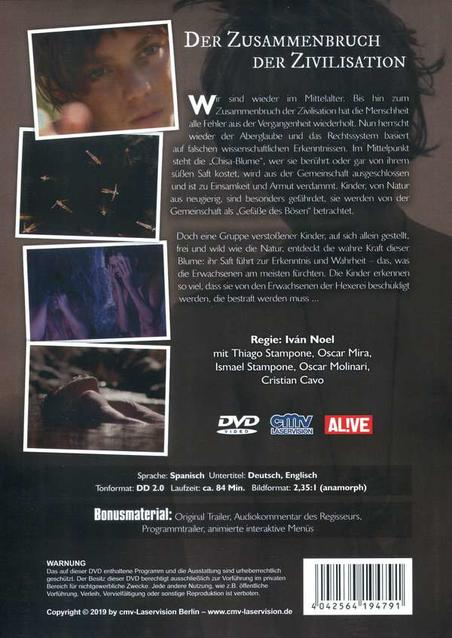 DVD-Cover mit Text und Bildern, mit dunklem Hintergrund, mit dem Titel auf Spanisch.