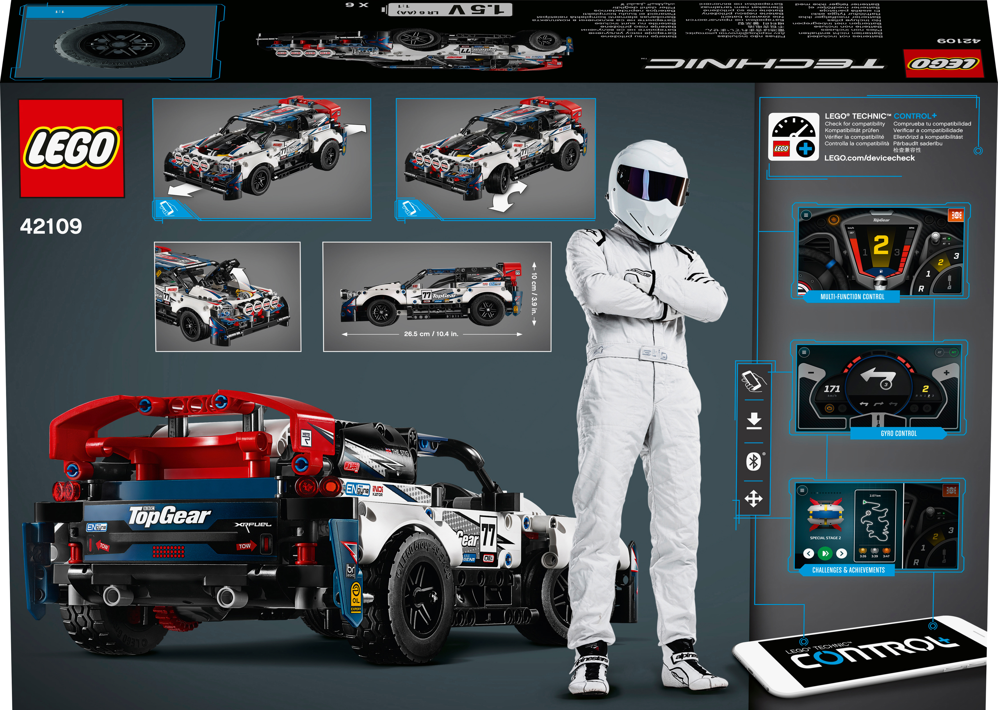 LEGO 42109 Top-Gear Ralleyauto mit App-Steuerung Bausatz, Mehrfarbig