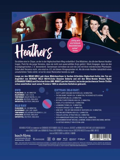 Die Rückseite einer DVD-Hülle. Das Cover zeigt Filmszenen und Text, mit zusätzlichen Inhalten aufgelistet.