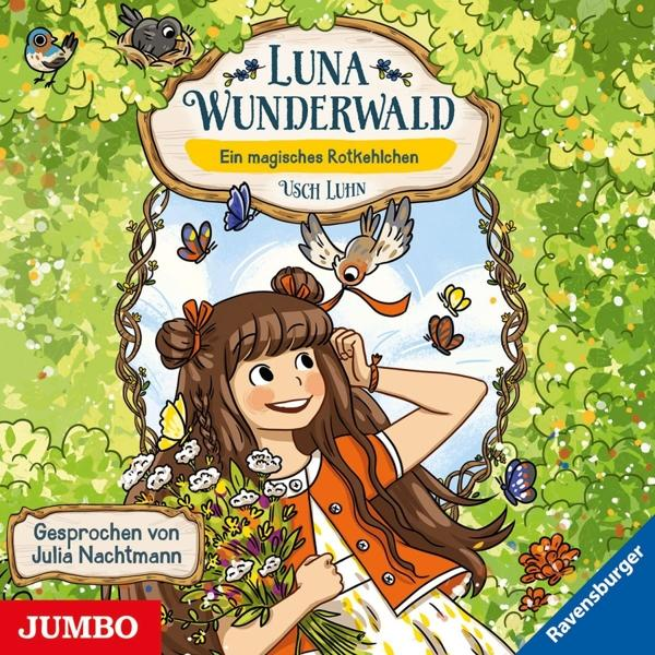 Buchcover. Ein Mädchen mit Blumen lächelt, umgeben von Schmetterlingen und Vögeln, mit dem Titel darüber.