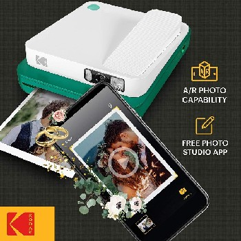 Cámara instantánea - Kodak Smile Classic, 2 en 1: cámara e impresora 9x10 cm, 16 MP, Bluetooth, Verde