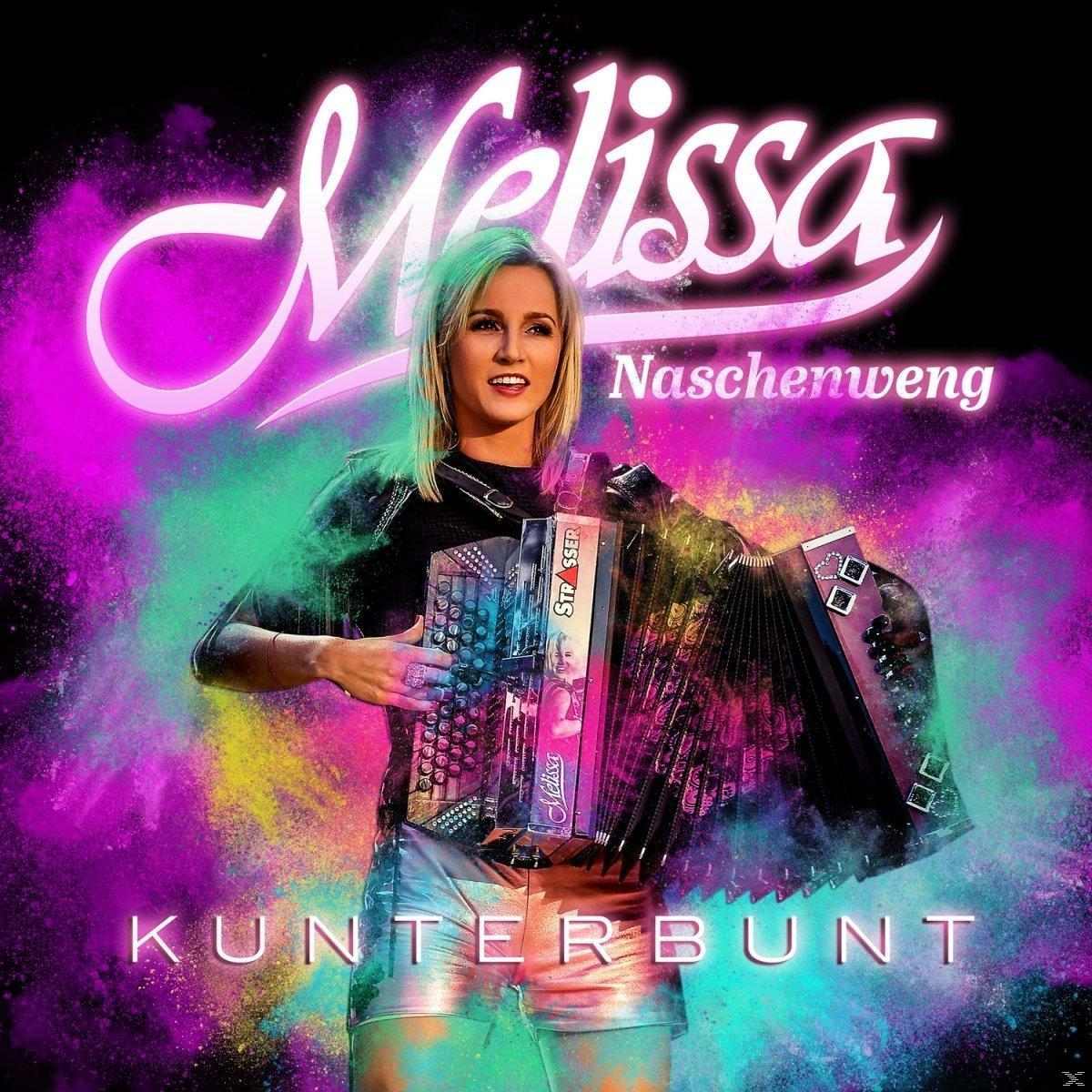 Albumcover. Eine Frau spielt Akkordeon, mit bunten Farbspritzern.