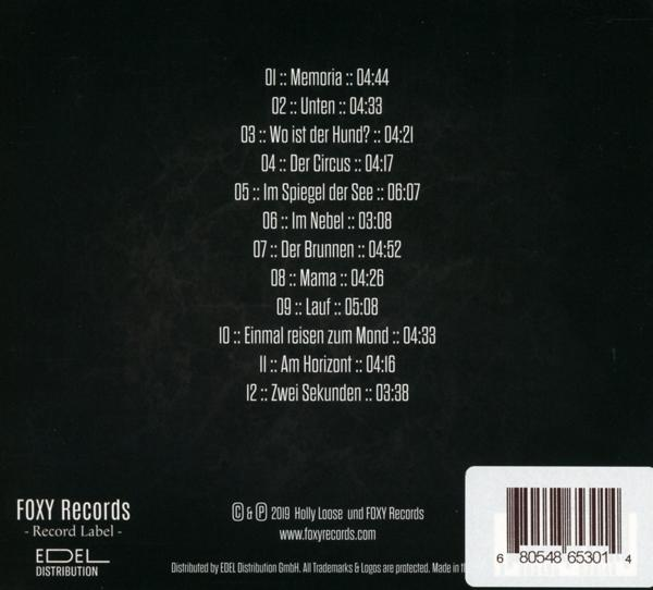 Rückseite einer CD mit Trackliste und Text auf Deutsch.
