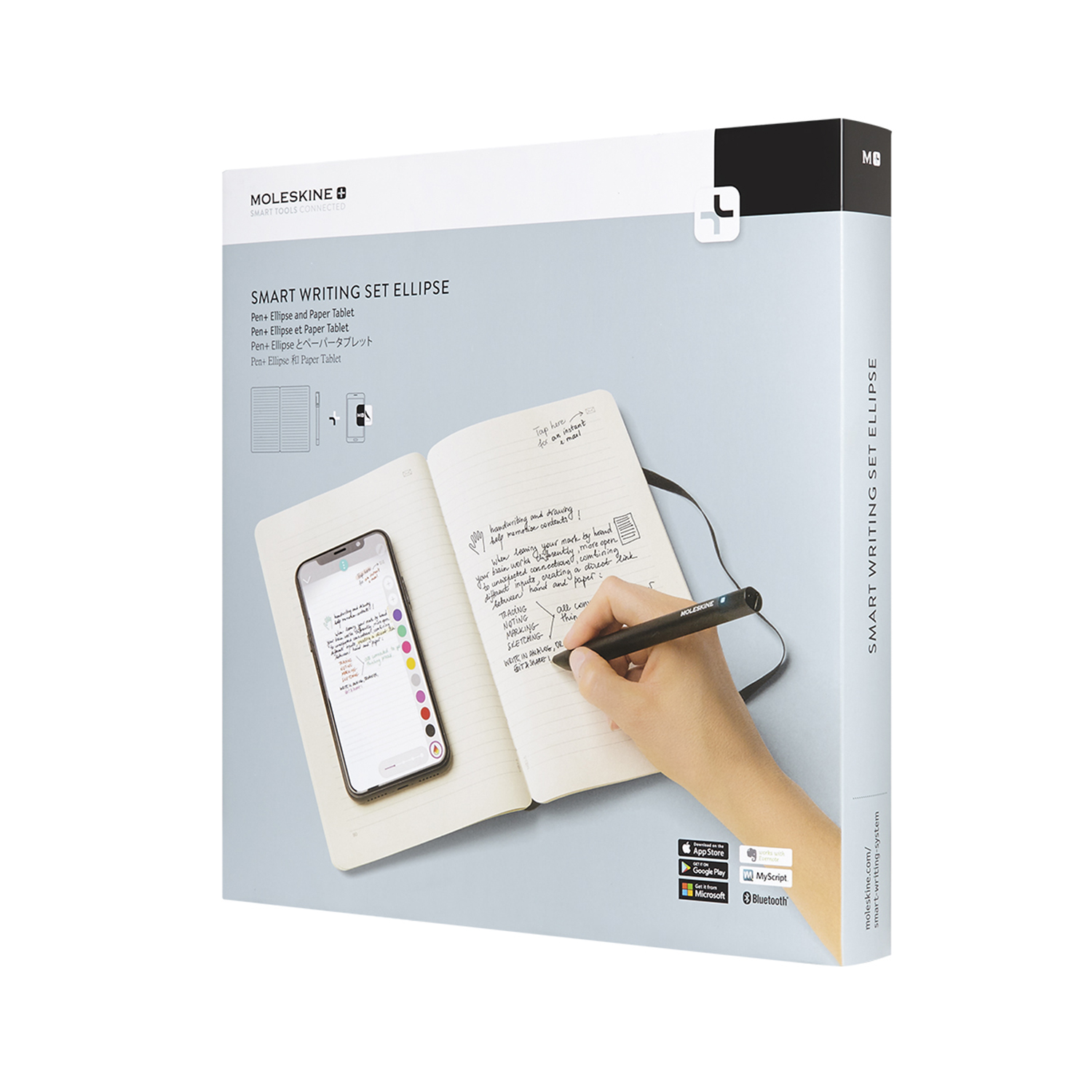 Bolígrafo inteligente - Moleskine Smart Writing Set, Escritura digitalizada, Bluetooth, Negro
