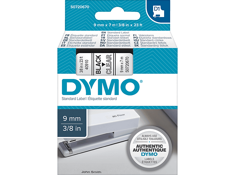 DYMO D1 9 mm x 7 m Schriftband Transparent MediaMarkt