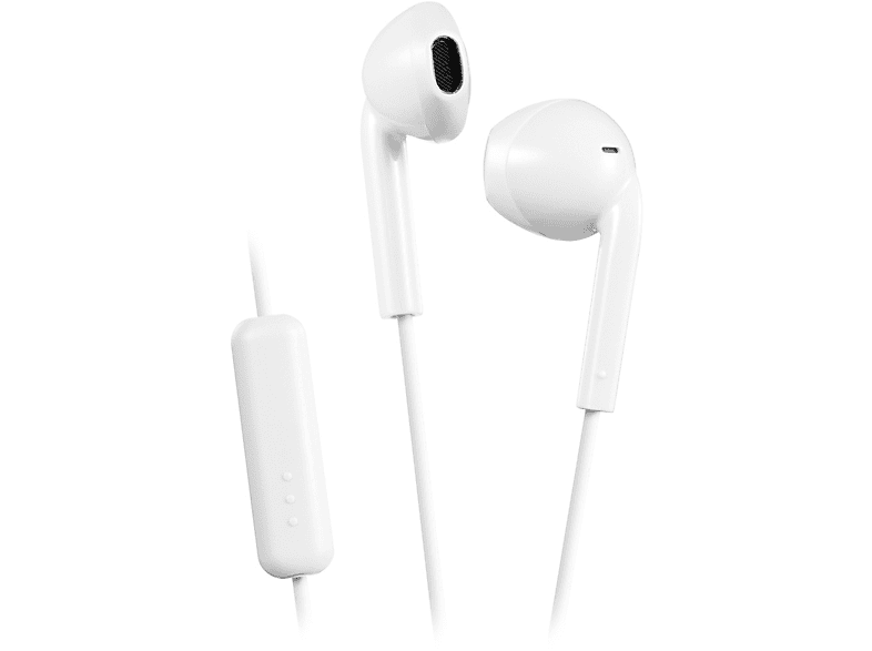 Auriculares de botón - Auriculares para iPhone/iPad estéreo con micrófono y  volumen DCU TECNOLOGIC, Intraurales, Blanco