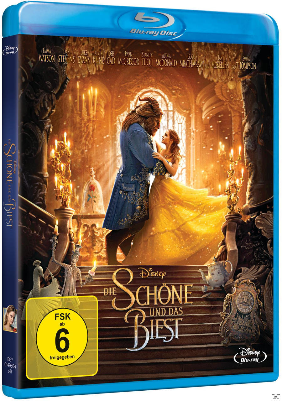 DVD-Hülle von "Die Schöne und das Biest" mit Titel, Figuren und blauem Gehäuse.