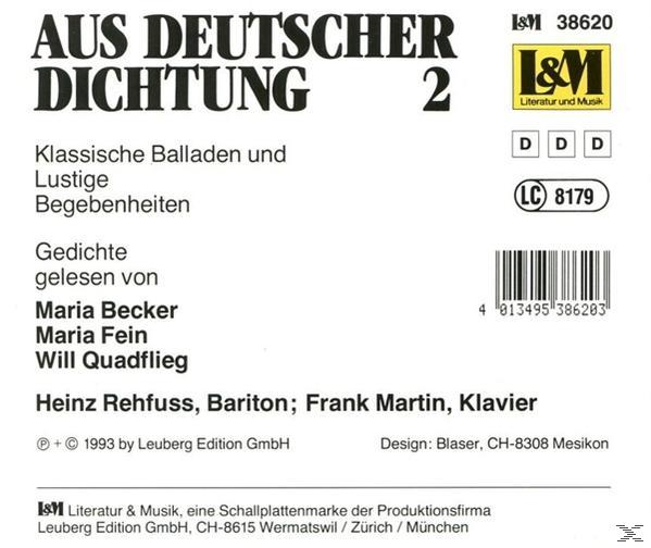 (CD) - Becker, Markus Aus Dichtung Deutscher - M.-M.Fein-W.Quadflieg 2 Becker