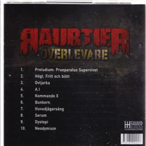 Albumcover. Roter Text auf schwarzem Hintergrund, Titelliste.