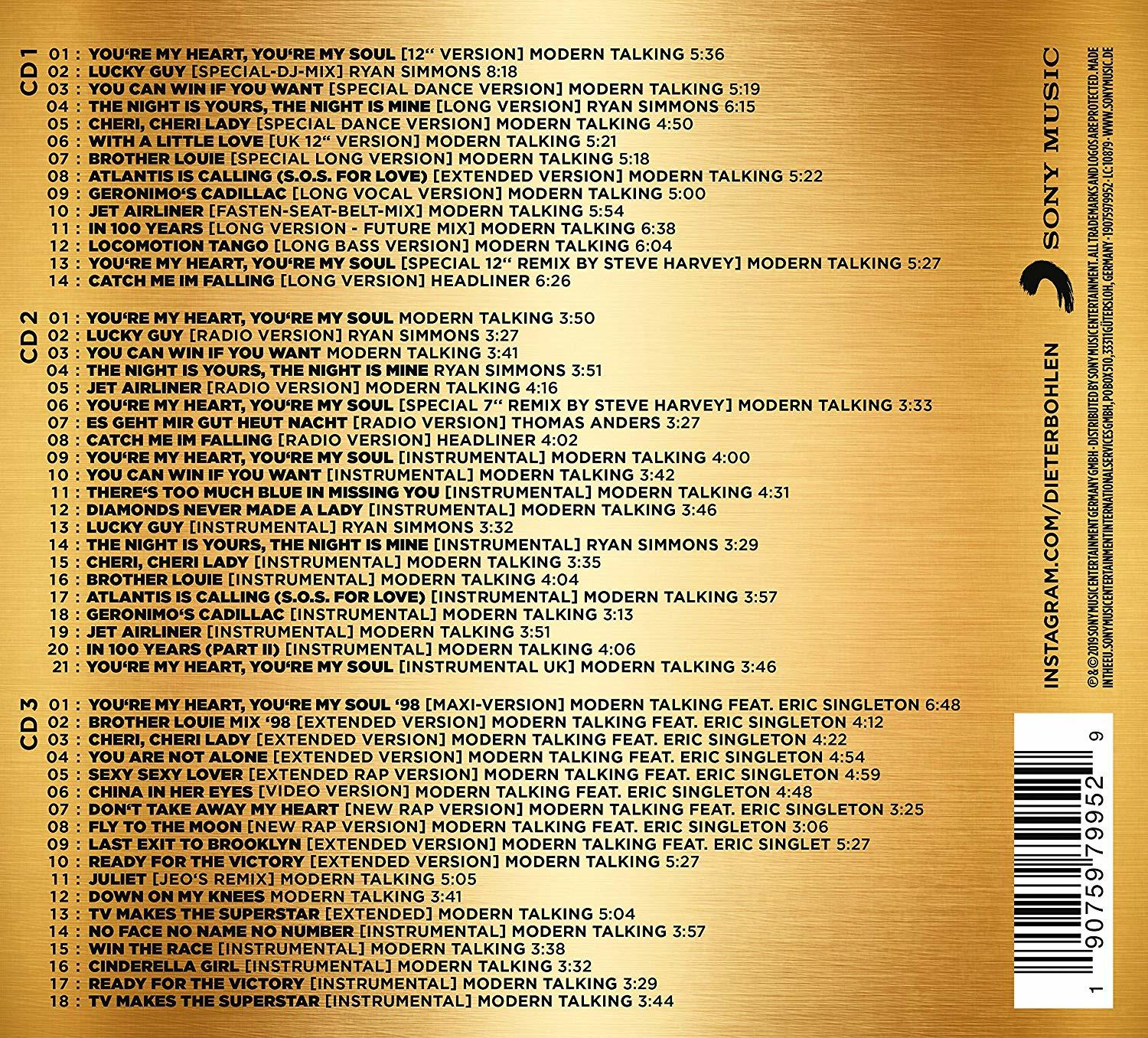 CD-Hülle mit Titelliste. Texte und Credits sind auf der Rückseite gedruckt. Sony Music Logo sichtbar.