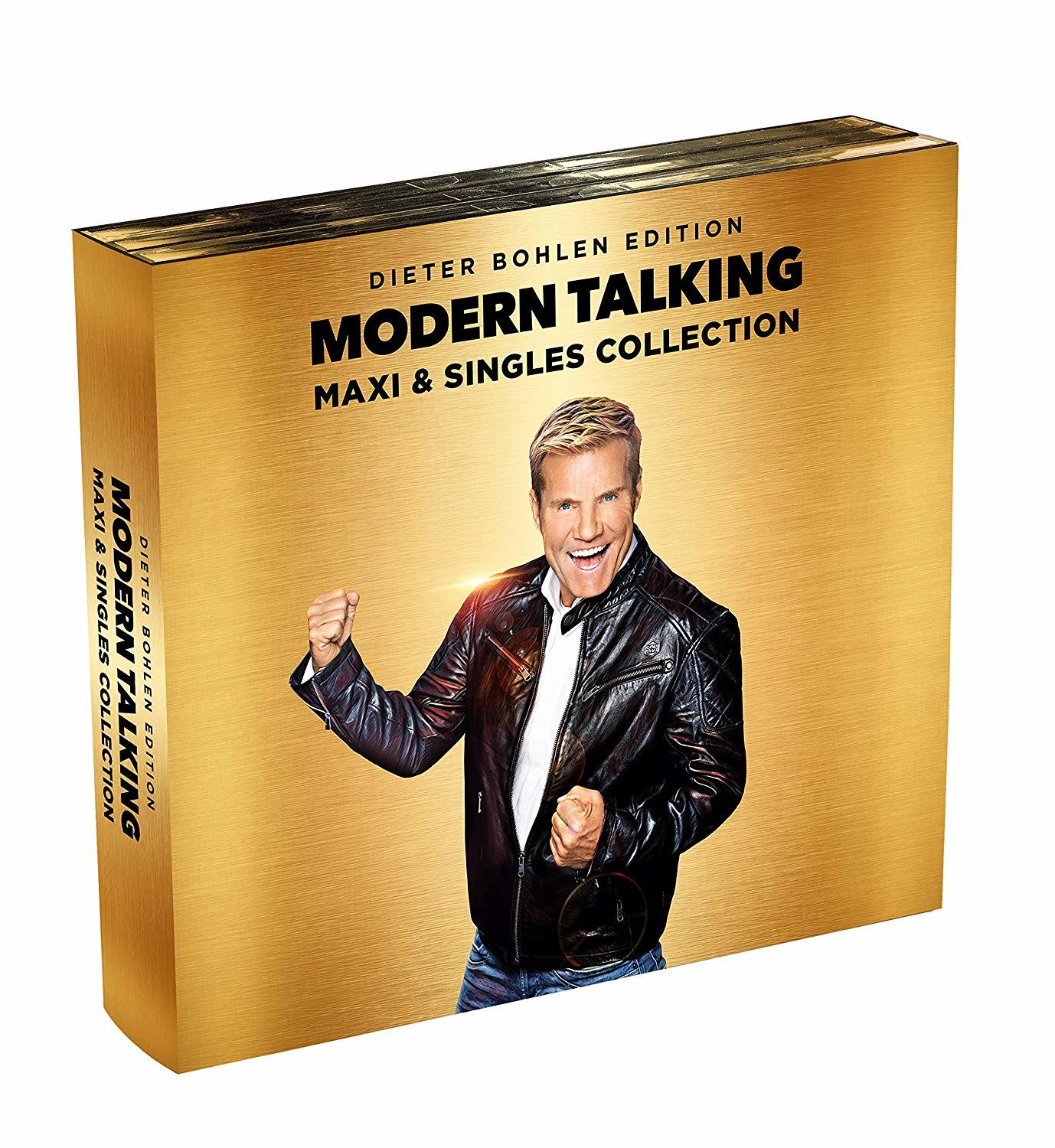 Box-Set mit einem Mann auf dem Cover. Der Text lautet: Modern Talking Maxi & Singles Collection, Dieter Bohlen Edition.
