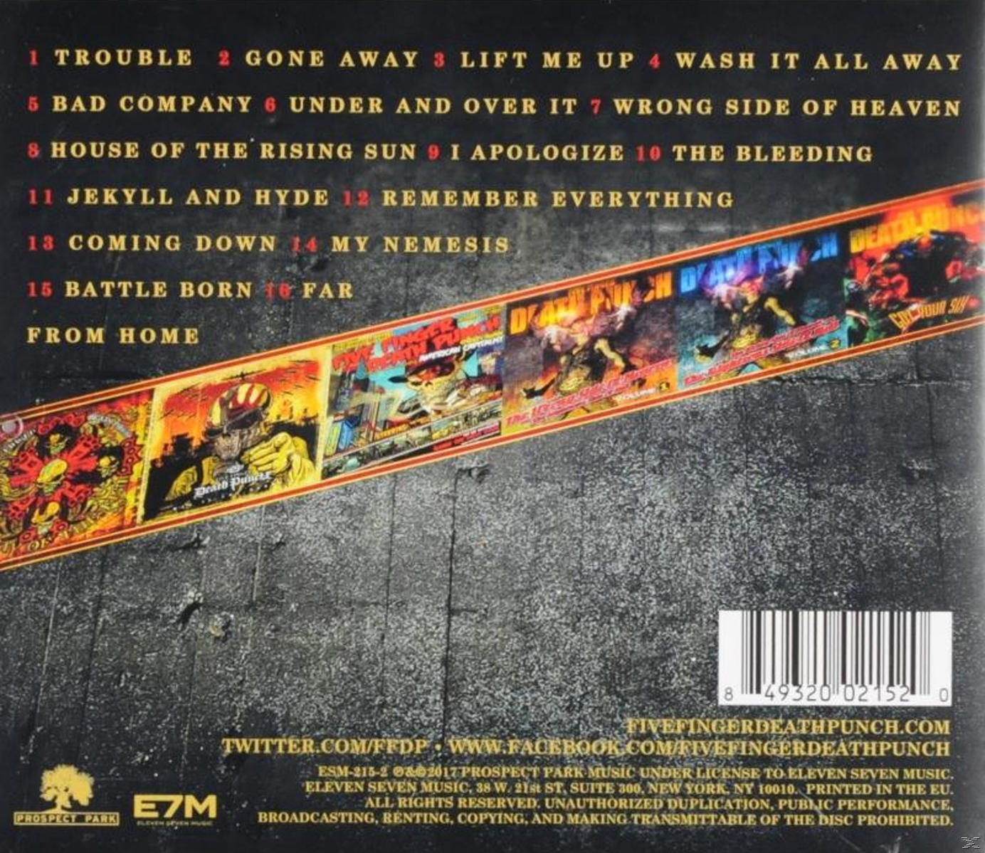 CD-Cover mit Titelliste. Album-Art zeigt verschiedene Bilder und Text. Enthält einen Barcode.