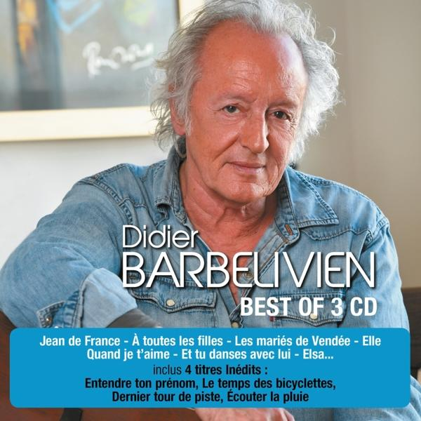 Pochette d'album avec Didier Barbelivien, un homme aux cheveux gris, en jean, et du texte.