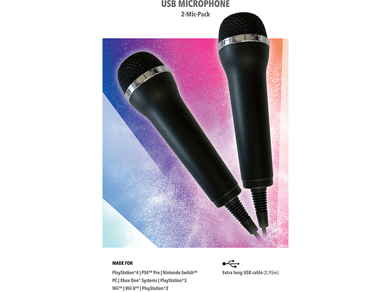 Microphone for Karaoke (SingStar, Sprach Deutschlands, Lets Sing, We Sing)  for PC, Wii, Xbox, Playstation (PS3, PS4, PS4 Pro), Switch, universal USB  microphone