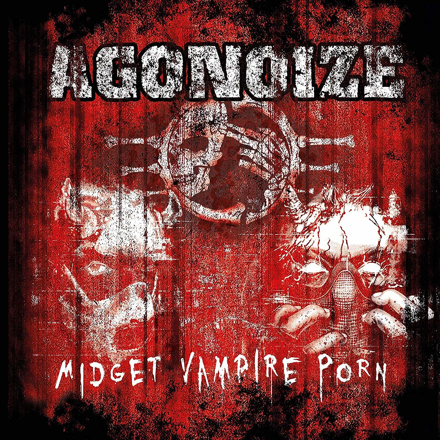 Albumcover mit rotem Hintergrund und Grafik mit Totenkopf. Titel: 'Midget Vampire Porn'.