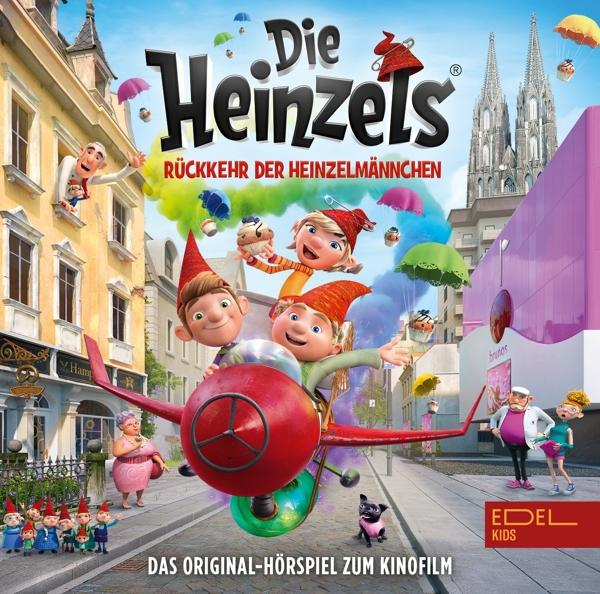 Zeichentrickfilm-Cover mit Zeichentrickfiguren in einer Stadt. Text: Die Heinzel's.