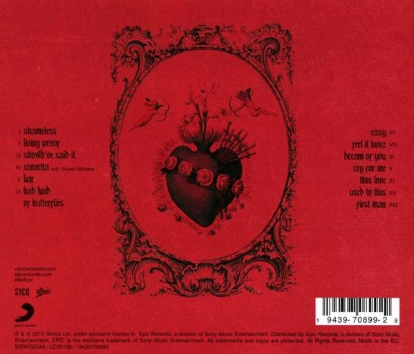 Album hátlapja szívvel és szöveggel piros háttéren.