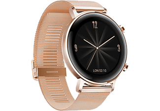 HUAWEI Watch GT 2 (42 mm) Elegant - Smartwatch (Breite: 20 mm, Metall (Fluorine-Armband als Zugabe), Rose Gold/Gold)