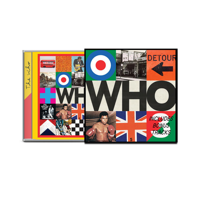 Un boîtier de CD avec un collage d'images et les mots 'The Who', le nom d'un groupe.