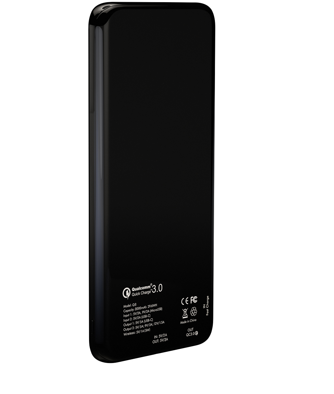 ANDI BE FREE Wireless Fast Charging Powerbank Universell, Schwarz