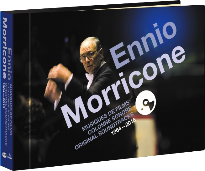 Pochette d'album : Ennio Morricone, avec un chef d'orchestre et fond bleu.