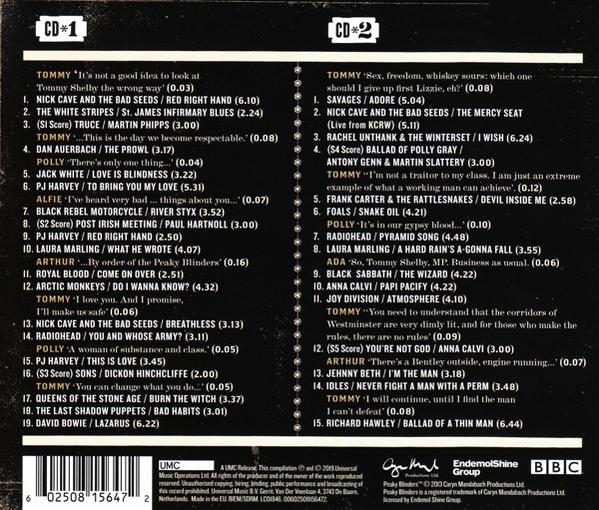 Le dos d'un album double CD. Les listes de titres sont visibles. Le fond est beige.