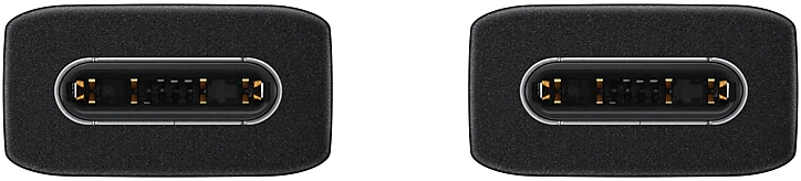 Deux connecteurs USB-C noirs, avec broches dorées, côte à côte, sur fond blanc.